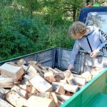 Naštípané dříví bylo nutné naložit a Úžasem odvézt na hrad (foto: Petr Matyáš)